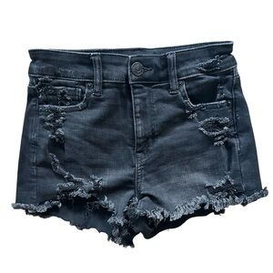 American eagle next level stretch distressed black shorts size 0 AE